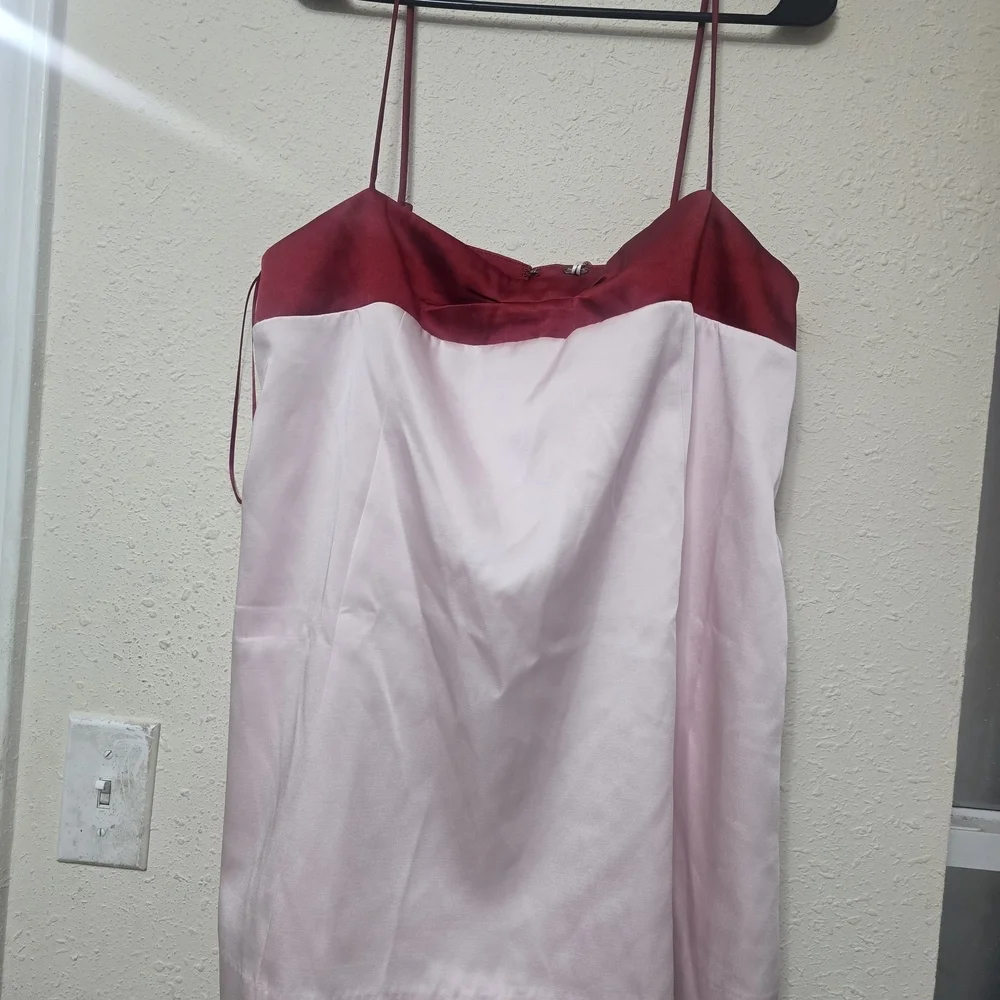Free People Pink Mini Slip Dress with Red Satin Trim - Picture 9 of 9